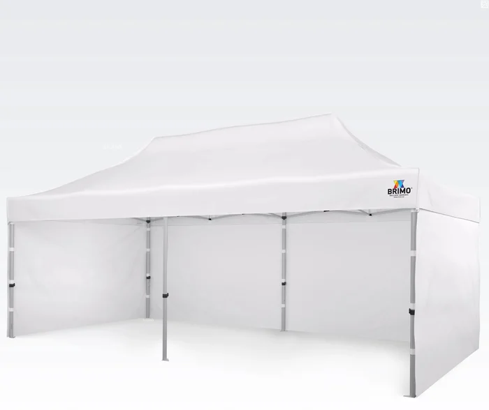 Zahradní stan 3x6 m s třemi bočními stěnami, bílý, hliníková konstrukce