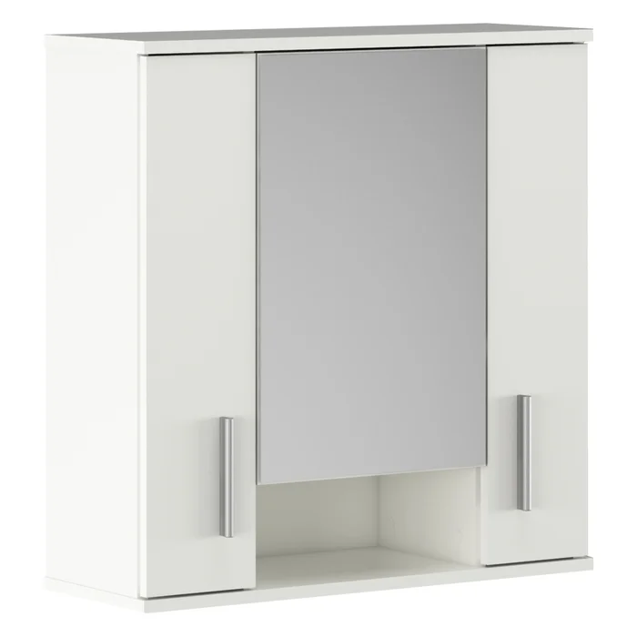 Závěsná koupelnová skříňka se zrcadlem SORVEN 01 – bílá