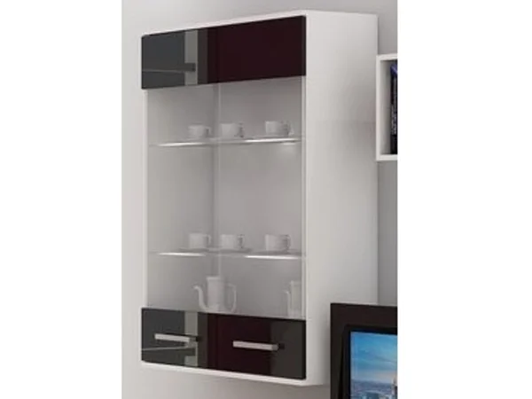 Závěsná skříňka DAMARA bílá/černý lesk (5 let záruka)