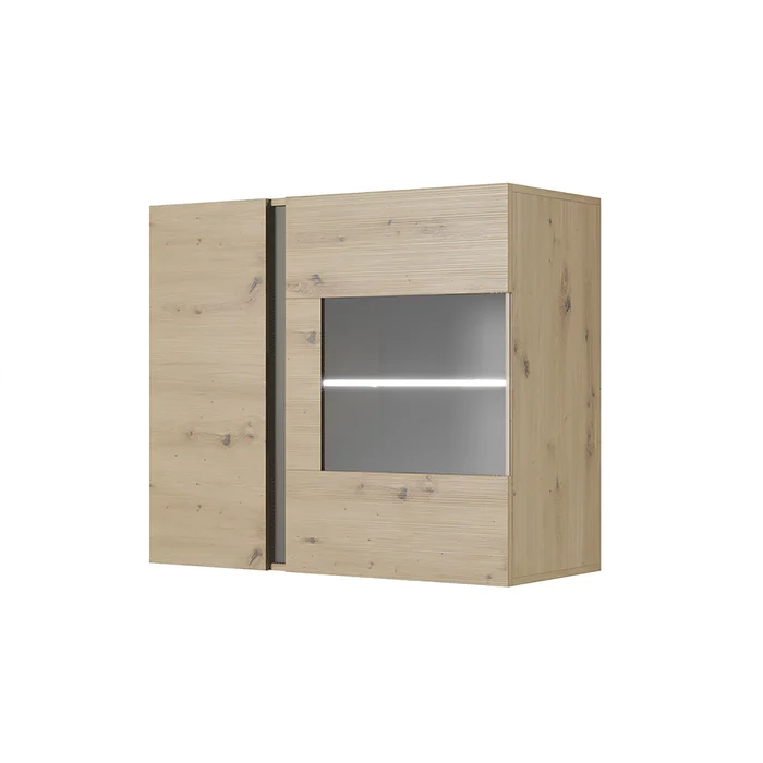 Závěsná vitrína 96 cm dub artisan / šedý grafit CITY