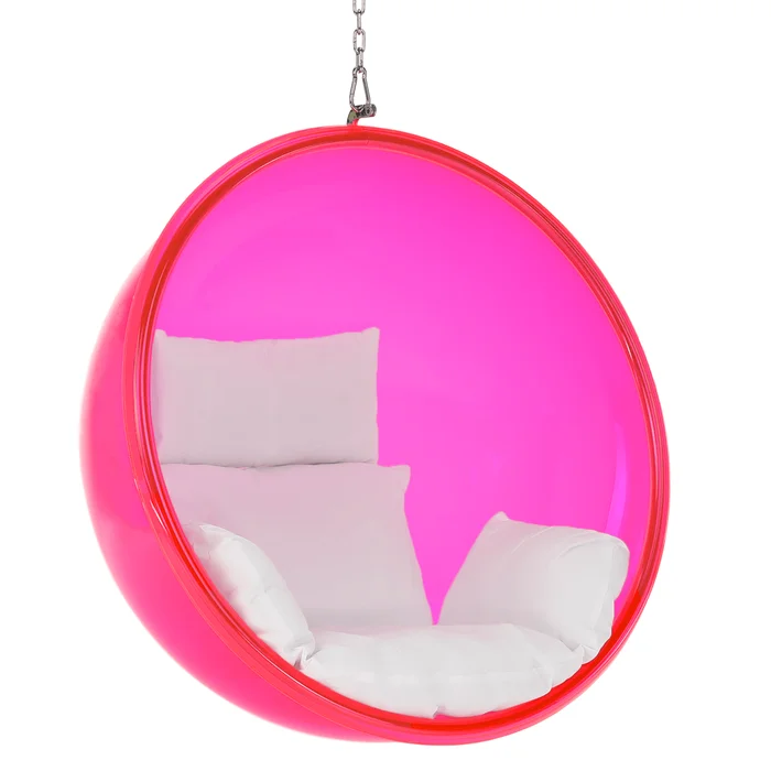 Závěsné křeslo Bubble 1 růžovo-stříbrné