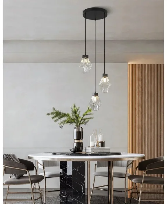 Závěsný stropní lustr CRYSTAL TRIO černý kov