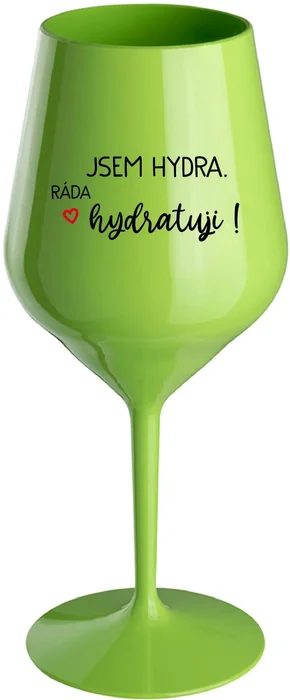 Zelená nerozbitná sklenice na víno 470 ml JSEM HYDRA