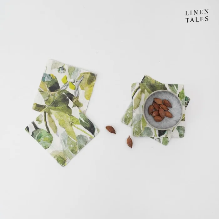 Zelené látkové podtácky Lotus – Linen Tales, sada 4 ks