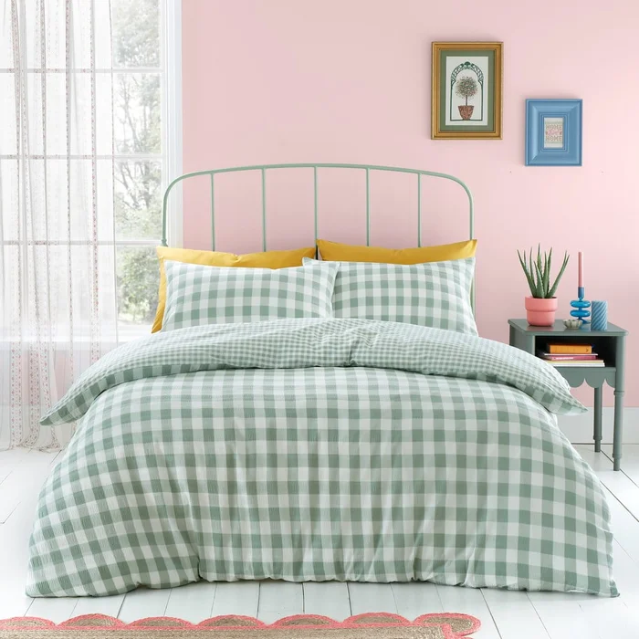 Zelené povlečení na dvoulůžko 200x200 cm Gingham Check