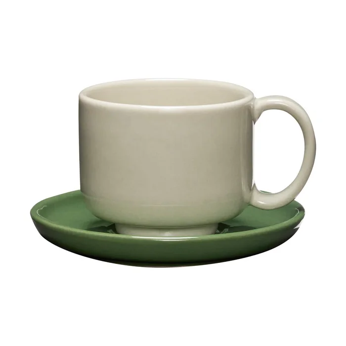 Zeleno-krémový porcelánový šálek Amare Hübsch