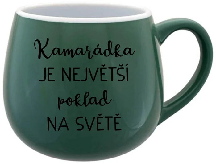 Zelený keramický hrníček 300 ml s motivem Kamarádka je největší poklad