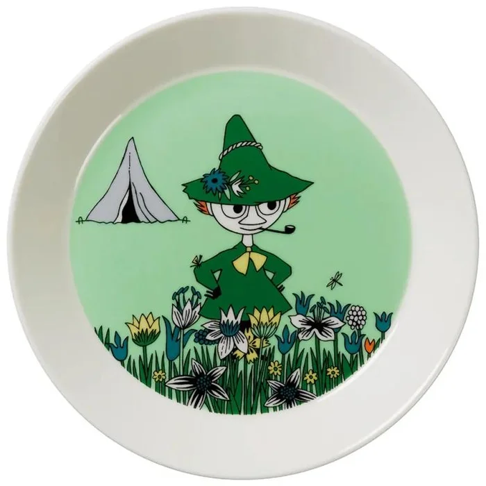 Zelený porcelánový talíř Snufkin 19 cm