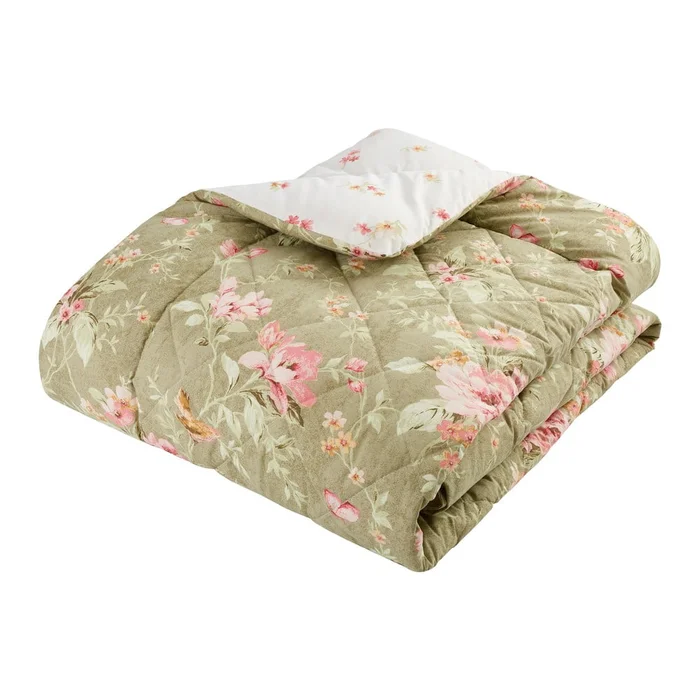 Zelený prošívaný přehoz 200x200 cm Penelope Floral