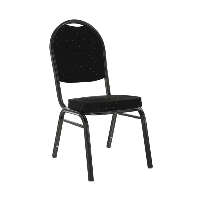 Židle JEFF 2 NEW – stohovatelná, černá látka, šedý rám