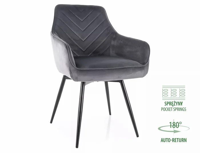 Židle Servio Velvet šedá a černá mat