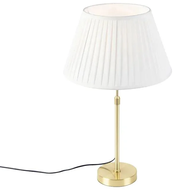 Zlatá mosazná stolní lampa s krémovým stínidlem