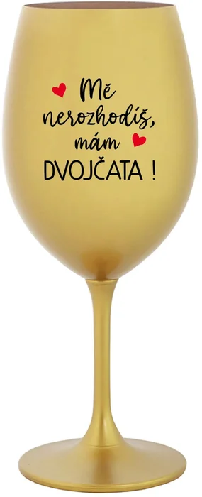 Zlatá sklenice na víno s motivem Dvojčata