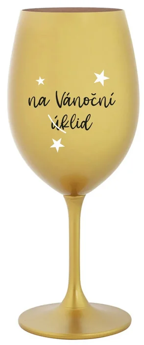 Zlatá sklenice na víno s vánočním motivem 350 ml
