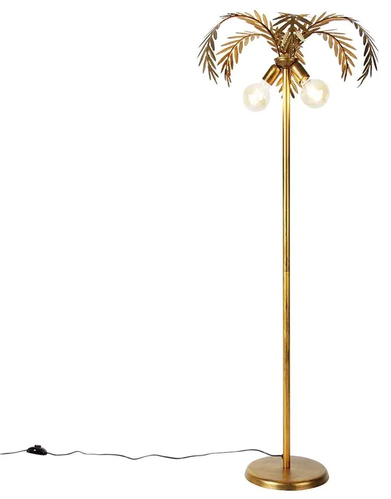 Zlatá vintage stojací lampa Botanica 156 cm s dvojitým osvětlením
