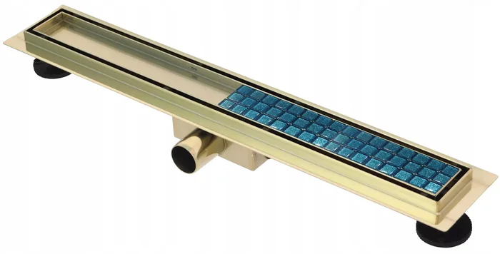 Zlatý nerezový sprchový odtokový žlab Estiva Just Line 50 cm