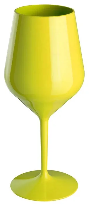 Žlutá odolná plastová sklenice na víno 470 ml