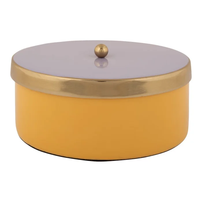 Žlutý kovový úložný box 16cm