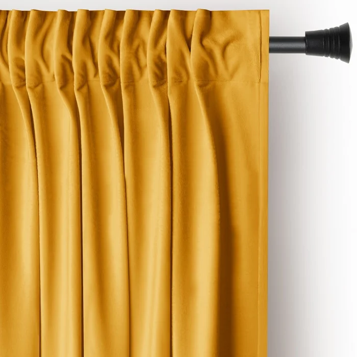 Žlutý sametový závěs Dimout 140x270 cm Pleat